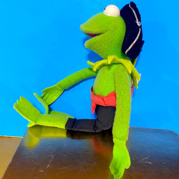 SESAME STREET VTG 90’s KERMIT THE FROG PIRATE JIM HENSON MUPPET PLUSH 12” - Picture 6 of 14